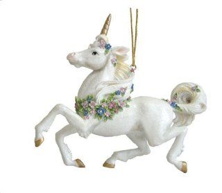 December Diamonds Discontinued Magical Unicorn Ornament is approximately 5 inches long & 5 inches tall.Made of Resin, Hand Painted, Rhinestone Embellished, & Gift Boxed. Stunning Gift!!!   Decorative Hanging Ornaments