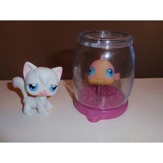 Littlest Pet Shop Goldfish in Bowl and White Cat: Toys & Games
