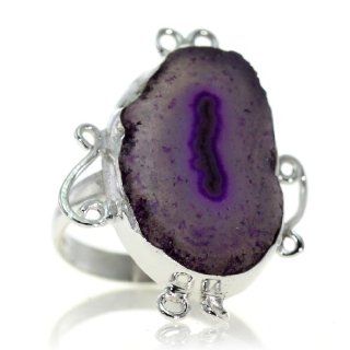 Amethyst Slices Ring (size: 5.50) Handmade 925 Sterling Silver natural hand cut Amethyst Slices color Purple 5g, Nickel and Cadmium Free, artisan unique handcrafted silver ring jewelry for women   one of a kind world wide item with original natural Amethys