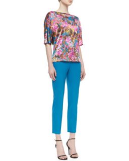 St. John Collection 3/4 Sleeve Floral Blouse & Cropped Trousers