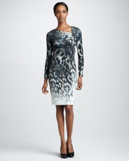 Kay Unger New York Ruched Animal Print Dress