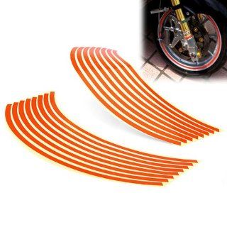 16 18" Orange Wheel Rim Stripe Reflective Decal Tape Sticker for Car Motorcycle Cycling Bike Bicycle: Automotive
