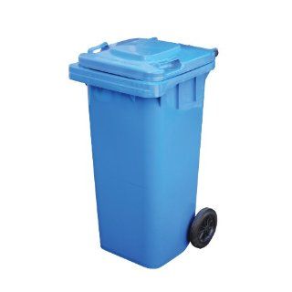 Vestil TH 32 BLU Trash Can, Polyethylene, 18 1/2" Width, 37 1/2" Height, 22" Depth, 32 gallon Capacity, Blue: Industrial & Scientific