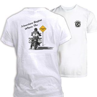 Motorcycle Adventure Riding T Shirt (Adventure Begins Where The Pavement Ends): Everything Else