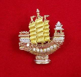Beautiful Thai Pin Brooch Thai Boat Dragon Head Gold Plate Crystal Pin Jewelry Brooch : Other Products : Everything Else