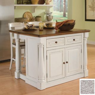 Home Styles 48 in L x 40.5 in W x 36 in H Distressed Antique White Kitchen Island