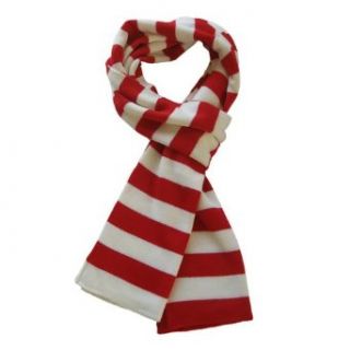 Premium Soft Knit Striped Scarf   Different Colors Available, Red & White at  Womens Clothing store