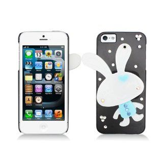 Black Bunny Rabbit Mirror Bling Gem Jeweled Crystal Cover Case for Apple iPhone 5 Cell Phones & Accessories