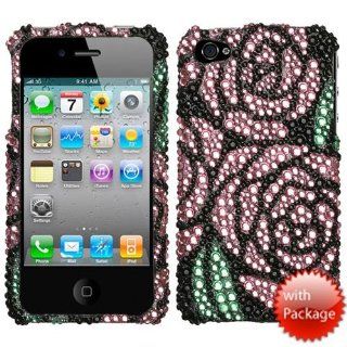 Hard Plastic Snap on Cover Fits Apple iPhone 4 4S Rose Premium Full Diamond/Rhinestone AT&T, Verizon (does NOT fit Apple iPhone or iPhone 3G/3GS or iPhone 5/5S/5C): Cell Phones & Accessories