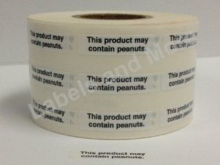 1 Roll of 1000 labels 1/4 x 1 inch PEANUT ALLERGY Food Warning Retail Stickers Labels (Warning this product may contain PEANUTS) : All Purpose Labels : Office Products