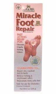 Miracle of Aloe Miracle Foot Repair Cream 4 Oz AsSeenOnTV Guarantees to Repair Dry, Cracked Feet & Heels Helps Stop Itching & Unpleasant Odors Quick, Fast, Easy and Completely Painless Contains 60% Ultra Aloe, All Natural Formula. Penetrates Deep