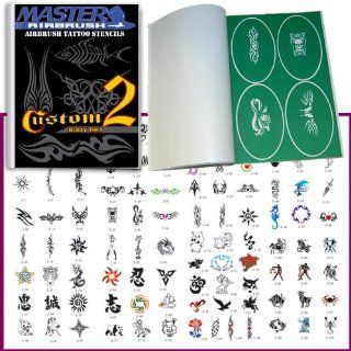Master Airbrush Brand Airbrush Tattoo Stencils Set Book #2 Reuseable Tattoo Template Set, Book Contains 100 Unique Stencil Designs, All Patterns Come on High Quality Vinyl Sheets with a Self Adhesive Backing.
