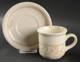 Biltons Ltd Spring Bouquet Flat Cup & Saucer Set, Fine China Dinnerware   Pinstr