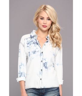 Michael Stars Cloud Wash Hi Low Button Up Womens Long Sleeve Button Up (Gray)