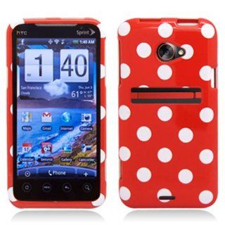 Aimo HTCEVO4GLTEPCPD303 Trendy Polka Dot Hard Snap On Protective Case for HTC EVO 4G LTE   Retail Packaging   Red/White: Cell Phones & Accessories