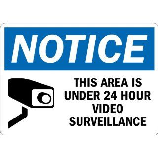 SmartSign 3M Engineer Grade Reflective Sign, Legend "Notice: Area is Under 24 Hour Video Surveillance" with Graphic, 7" high x 10" wide, Black/Blue on White: Industrial Warning Signs: Industrial & Scientific