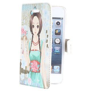 Cartoon Girl Pattern PU Leather Full Body Case for iPhone 5/5S : Cell Phone Carrying Cases : Sports & Outdoors
