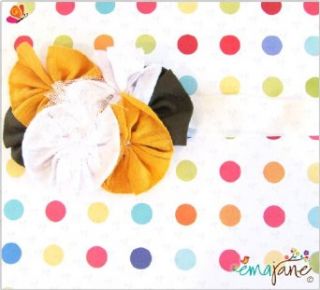 Ema Jane (Autumn Harvest Lace Rosette on White) Shabby Chic Girl Flower Headbands   Fits Baby, Toddler, Child: Clothing