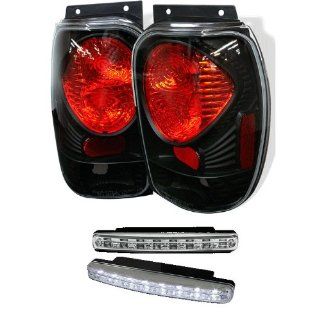 Carpart4u Ford Explorer (Except 2001 Sport & Sport Trac) / Mercury Mountaineer Euro Style Black Tail Lights & LED Day Time Running Light Package Automotive