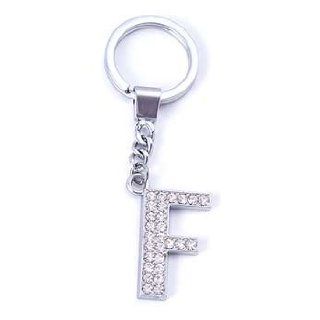 Rhinestone Crystal Letter F Key Ring: Clothing