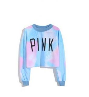ZLYC Women's Tie Dye Letter Pink Print Clouds Crop Sweatshirt Blue at  Womens Clothing store: Fashion Hoodies