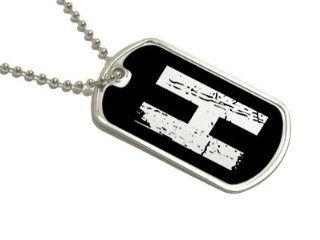 Letter H Initial   Military Dog Tag Keychain Automotive
