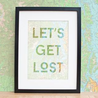 'let's get lost'   travel print by joanne hawker