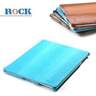 Rock Luxury Ipad3 Pu Leather Smart Cover Case, Cover Front and Back, with Wake up and Sleep Function Especially Designed for the Ipad 3 the New Ipad + Crystal Cleaner Screen Protector and a Microfiber Cleaning Cloth As Gifts   Blue: Computers & Accesso