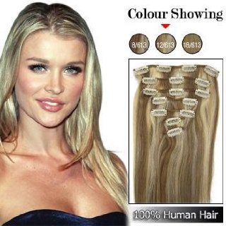 18" Clip in Remy Human Hair Extensions Straight 70g 7pcs #12/613 Golden Brown/platinum Blonde Tx Seller Receive It Just in Few Days!!!!!!!!!!!!! : Highlighted Hair Extensions : Beauty
