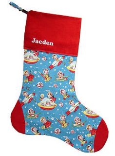 personalised retro fun christmas stocking by auntie mims
