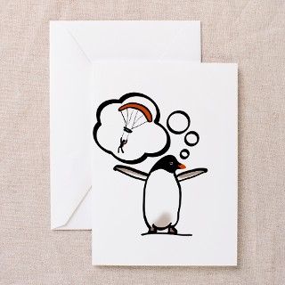 Soaring Penguin Dreams Greeting Card by lyndasstudio