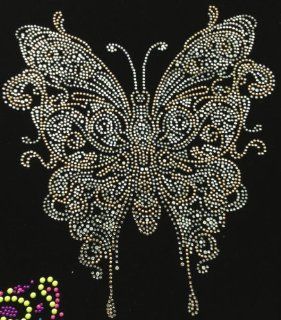Butterfly Golden Rhinestone Transfer Iron On Hot Fix Motif Bling Applique   DIY: Everything Else