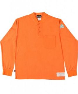 Flamesafe Men's Flame Resistant Henley 100% Cotton Shirt Long Sleeve: Clothing