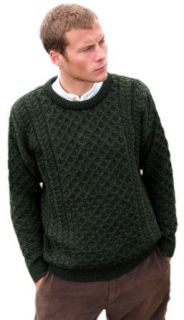 Aran Crafts Men's Merino Crew Neck Sweater Green at  Mens Clothing store Pullover Sweaters