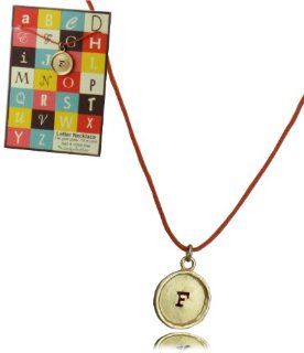 Lucky Feather Letter Initial Coin Red Cord Necklace   F: Jewelry