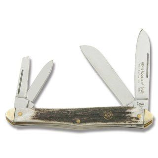 Hen & Rooster Knives 234DS Swell Center Congress Pocket Knife with Genuine Stag Handles : Folding Camping Knives : Sports & Outdoors