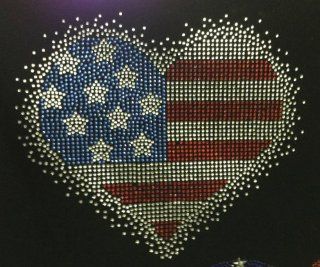 USA Heart Spray 4th of July Rhinestone Transfer Iron On Hot Fix Motif Bling Applique   DIY: Everything Else