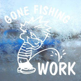 Funny Gone Fishing White Decal Car Window Laptop White Sticker   Themed Classroom Displays And Decoration