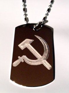 Hammer and Sickle Ussr Former Soviet Union Flag Logo Symbols   Military Dog Tag Luggage Tag Key Chain Keychain Metal Chain Necklace: Pet Supplies