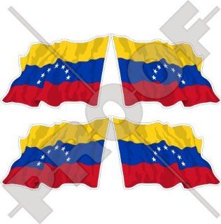 VENEZUELA Former Civil Waving Flag (7 star) Venezuelan, SOUTH AMERICA 2" (50mm) Vinyl Bumper Helmet Stickers, Decals x4: Everything Else