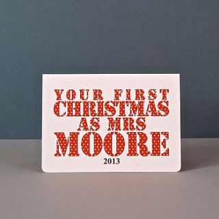 personalised first christmas wife card by ruby wren designs