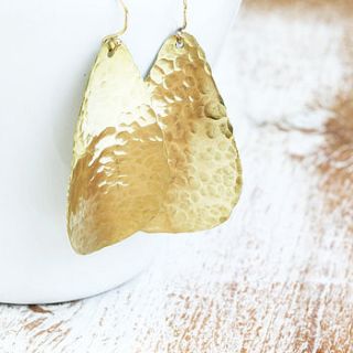 hammered brass lure earrings by red ruby rouge