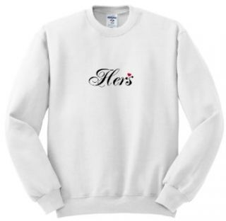 InspirationzStore His and Hers gifts   Hers   part of his and hers set fancy cursive script text with red love heart   for romantic couples   Sweatshirts: Clothing