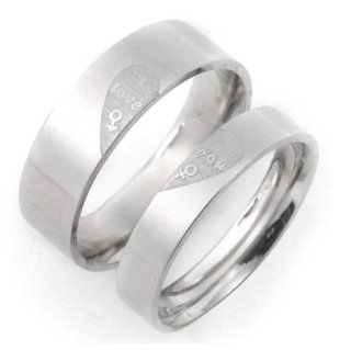 His & Hers Matching Set 6mm/4mm Your Half Heart and My Half Heart Titanium Couple Wedding Band Set (Available Sizes 6mm 7 to 10 & 4mm 5 to 8) Please E mail Sizes: Jewelry