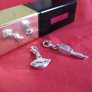 clip on lips and lipstick charm set by tales from the earth