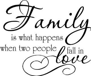 FAMILY IS WHAT HAPPENS WHEN TWO PEOPLE FALL IN LOVE Inspirational Vinyl Wall Art Vinyl Wall Art Saying quote Decal Graphics Matte Black   Wall Decor Stickers