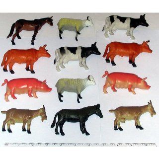 Plastic Farm Animals (12) (Various   color may vary) Party Accessory: Toys & Games
