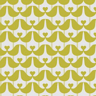 lovebirds wallpaper mustard or stone grey by caroline mcgrath