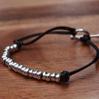 men's silver and leather friendship bracelet by hurleyburley man