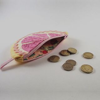 slice of pink grapefruit coin purse by cherish handmade